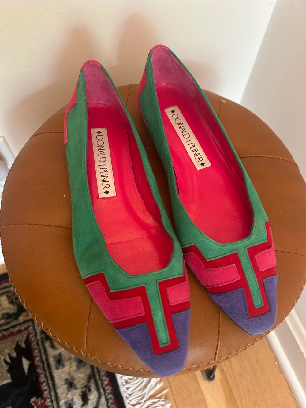 Donald J. Pliner Multicolor Suede Pointed-Toe Flats